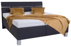 Pat tapițat ALIS 180 x 200 cm, cu saltea și spațiu de depozitare, antracit