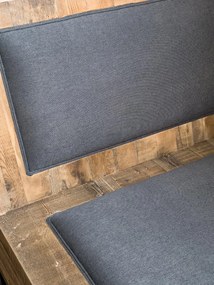 Fotoliu lounge din lemn masiv de ulm cu tapițerie din bumbac gri, „Meribel”