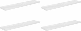 vidaXL Rafturi de perete, 4 buc., alb extralucios, 120x23,5x3,8 cm MDF