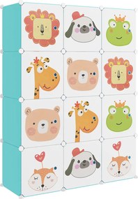 vidaXL Dulap de depozitare cub pentru copii, 12 cuburi, verde, PP