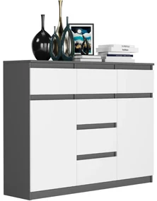 Comoda de design S-62D cu linii curate - diverse finisaje colorate antracit mix biela