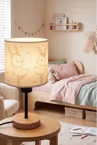 Brilagi - Lampă de masă BOBO WOOD 1xE27/25W/230V stejar/negru/alb/iepurași
