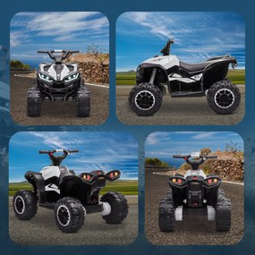 HOMCOM ATV Electric pentru Copii, Motocicletă pentru Copii cu Motor Dublu, 2 Viteze, Roți Late și Faruri LED, 83x53x55.5 cm, Alb | Aosom Romania
