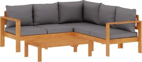 vidaXL Set canapele de grădină cu perne, 4 piese, lemn masiv de acacia