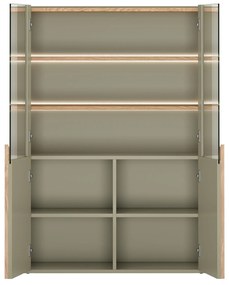 Vitrină Amilio 100 cm - eucalipt / stejar baltic dune / mânere stejar natural