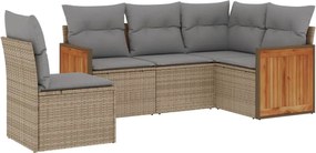 vidaXL Set canapele de grădină cu perne, 5 piese, bej, poliratan