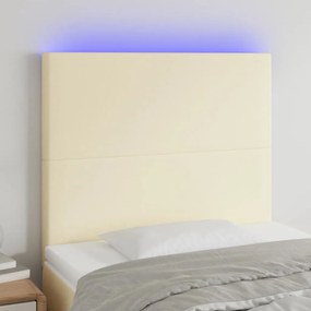 Tablie de pat cu LED, crem, 100x5x118 128 cm, piele ecologica 1, Crem, 100 x 5 x 118 128 cm