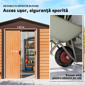 Outsunny Dulap Grădină Metal Glisant Maro | Aosom Romania