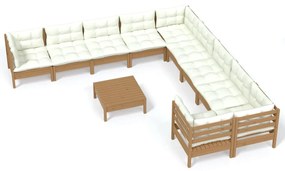 3097016 vidaXL Set mobilier relaxare grădină perne 11piese lemn pin maro miere