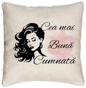 Perna Decorativa Canapea pentru Cumnata 3, 40x40 cm, Cu fermoar