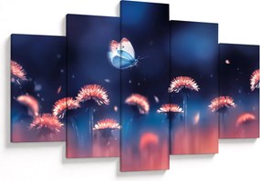Tablou cu păpădii cu fluture albastru (150x105 cm)