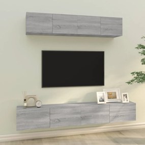 vidaXL Set dulapuri TV, 4 piese, gri sonoma, lemn prelucrat