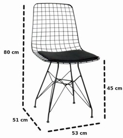 Scaun metal Frame, Negru, 53 x 80 x 51 cm