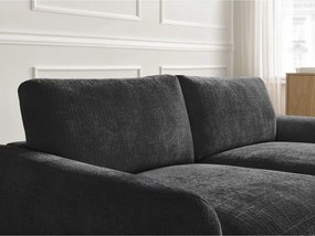 Colțar negru cu tapițerie din chenille (cu colț pe partea dreaptă/cu șezlong) Leonore – Bobochic Paris