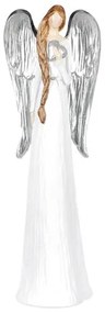 Înger cu aripi argintii, 10 x 30 x 7 cm, polyresin