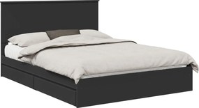vidaXL Pat cu storage cu headboard Negru 150 x 200 cm Lemn compozit