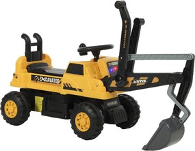 AIYAPLAY Excavator pentru șezut cu lopată și volan, caroserie rotativă, spătar reglabil pentru copii 1,5-3 ani, Galben | Aosom Romania
