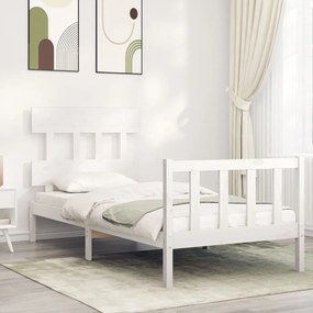 vidaXL Cadru de pat fără saltea, alb, 90x200 cm, lemn masiv pin