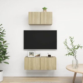 vidaXL Set de dulapuri TV, 2 piese, stejar sonoma, lemn prelucrat