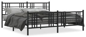 376348 vidaXL Cadru pat metalic cu tăblii de cap/picioare, negru, 193x203 cm