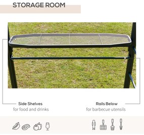 Foisor de Gradina Outsunny din Otel, Acoperis Policarbonat, Rafturi 240x150x230cm, Gri | Aosom RO