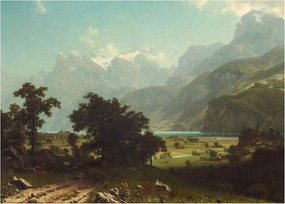 Tablou pe sticlă - Albert Bierstadt, Lake Lucerne, reproducere (70x50 cm)