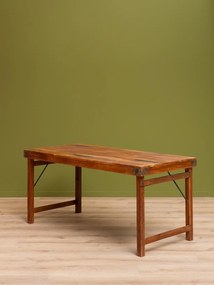 Masă pliabilă din lemn reciclat și metal, cu blat patinat și picioare pliabile, natur, finisaj satinat, 165×76×76 cm, „Marolles"
