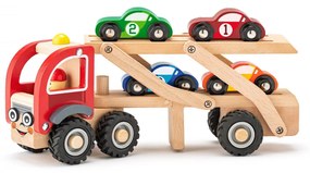 Jucarie Din Lemn - Camion Cu Masini De Curse
