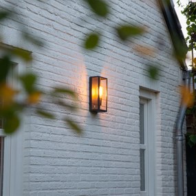 Aplică de perete exterioară industrială neagră IP44 cu sticlă - Rotterdam