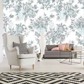 Fototapet - Flori - albastru gri (152,5x104 cm)