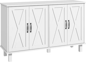 Dulap multifuncțional MDF cu 4 nivele cu 2 rafturi reglabile pentru sufragerie, bucătărie și intrare, 120x37x75 cm, alb HOMCOM | Aosom Romania