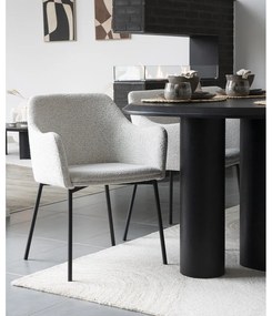 Scaun de sufragerie alb cu cotiere tapițat Melilla – House Nordic