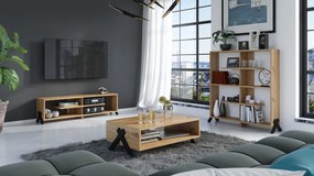 Set de mobilier VIK Stejar Artisan - DULAP Radio TV/ PENTRU TV + MASĂ / BANCĂ + BIBLIOTECĂ | SET DE MOBILIER CAMERA DE ZI