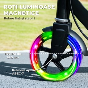AIYAPLAY Trotinetă pentru Copii 3-8 Ani cu Roți Luminoase, Negru | Aosom Romania