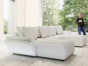 Colțar extensibil dumonde cu ladă de depozitare si sezut confortabil din spuma high-density, Berlin U Zoom Grey 380x180 cm