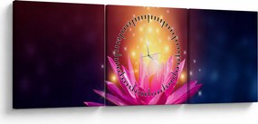Tablou cu lotus pe apă (cu ceas) (90x30 cm)