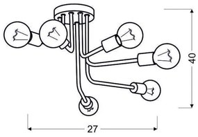 Lustră aplicată SPILL 6xE27/60W/230V