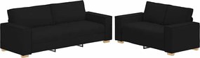 vidaXL Set de canapele cu perne, 2 piese, negru, textil