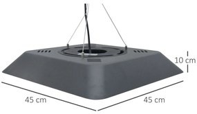 Outsunny Lampa pentru Incalzire in Aer Liber cu Lumina, 3 Niveluri de Putere 800W/1200W/2000W si Telecomanda, 45x45x10cm, Negru
