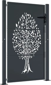 vidaXL Poartă de grădină antracit 100x150 cm oțel model copac