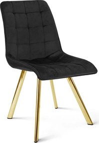 Scaun de masa CIEZA VELVET cu picioare aurii, negru