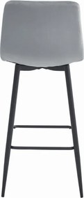 Scaun de bar POZZA VELVET gri deschis cu picioare negre