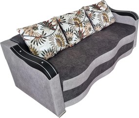 Canapea DIANA extensibila, 3 locuri, cu lada de depozitare, catifea gri inchis cu gri deschis , 220x100x80 Gri Inchis + Gri Deschis, Catifea