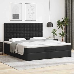 vidaXL Cadru de pat otoman saltea neagră 160x200cm piele artificială