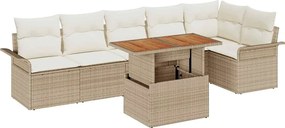 vidaXL Set de canapele pentru grădină 7 pcs Bej Rattan poli