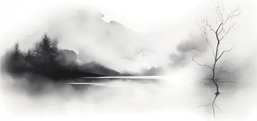 Tablou - pictură cu cerneală de peisaj (70x50 cm)