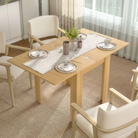 HOMCOM Masă de Sufragerie Extensibilă pentru 4-6 Persoane Design Rabatabil, 70-140cm Masă Extensibilă Rectangulară Salvaspațiu cu Picioare Antiderapante, pentru Sala de Mese Living, Culoare Efect de Lemn | Aosom Romania