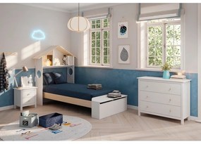 Comodă pentru copii albă joasă din lemn de pin 100x80 cm Max – Marckeric