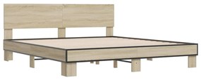 3280178 vidaXL Cadru de pat, stejar sonoma, 180x200cm, lemn prelucrat și metal