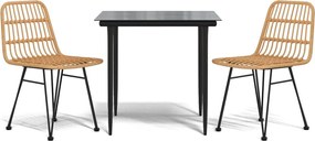 vidaXL Set mobilier de grădină, 3 piese, poliratan